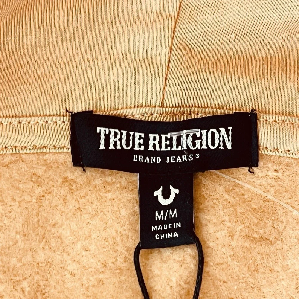 True Religion Men's Multi HS Fleece Zip Hoodie Sweatshirt Sz Medium Oak Buff NWT